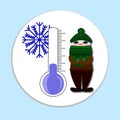 Illustration thermometer showing cold temperature